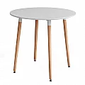 Jídelní stůl, bílá/buk, průměr 80 cm, ELCAN NEW