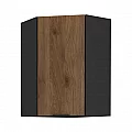 Horní rohová skříňka, ořech okapi/černá, MENZO 60x60 GN-90 1F