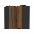 Horní rohová skříňka, ořech okapi/černá, MENZO 60x60 GN-72 2F
