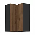 Horní rohová skříňka, ořech okapi/černá, MENZO 60x60 GN-90 2F