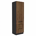 Vysoká skříňka, ořech okapi/černá, MENZO 60 DKS-210 3S1F