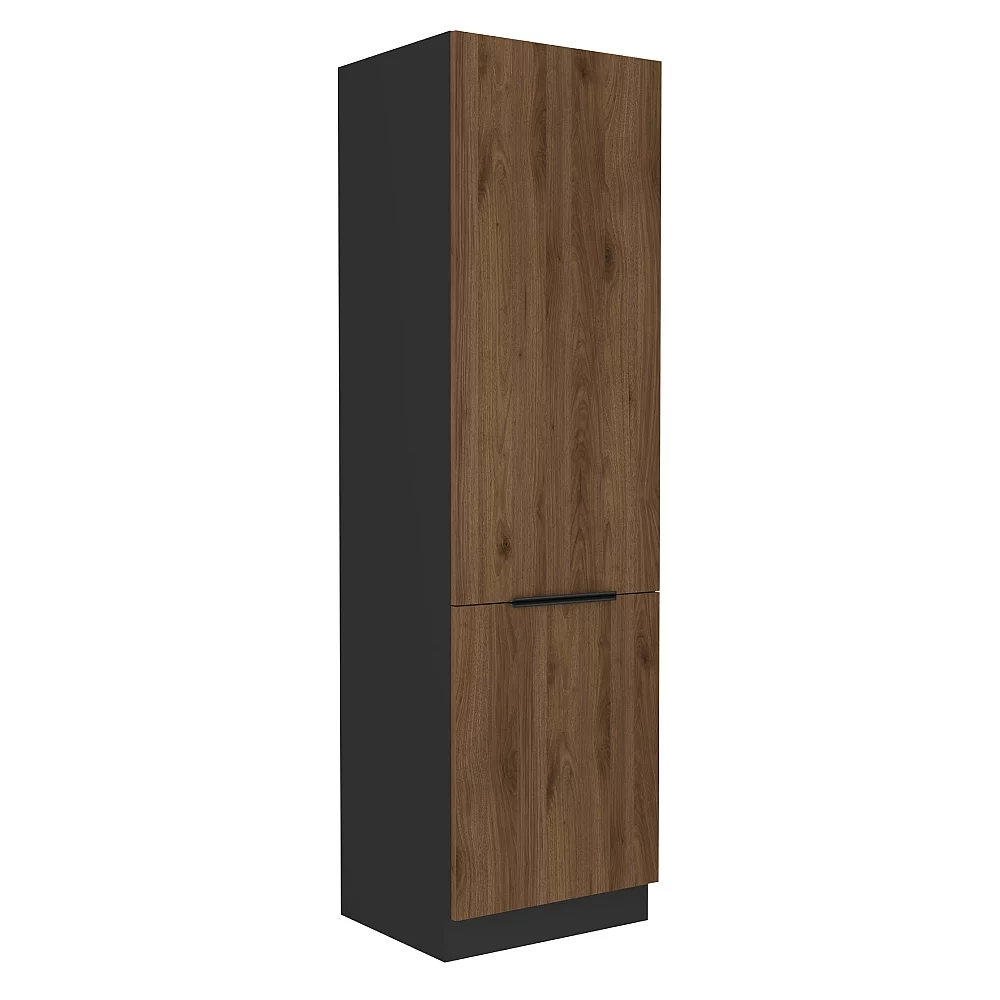 Skříňka na vestavnou chladničku, ořech okapi/černá, MENZO 60 LO-210 2F