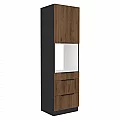 Vysoká skříňka na vestavnou troubu, ořech okapi/černá, MENZO 60 DPS-210 3S1F
