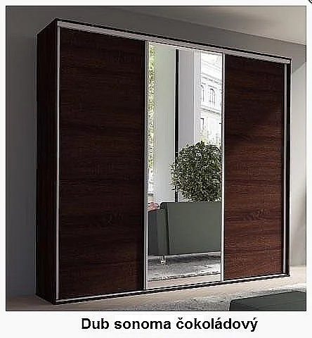 Skříň GRANDIOZA dub sonoma čokoládový / zrcadlo