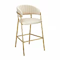Designová barová židle, béžová Velvet látka/gold chrom zlatý, DASMIN TYP 2