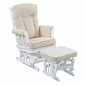 Houpací křeslo s podnožkou, bílá/krémová, SAFORD