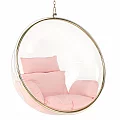 Závěsné křeslo, transparentní/zlatá/růžová, BUBBLE NEW TYP 1