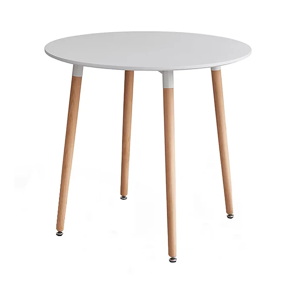 Jídelní stůl, bílá/buk, průměr 60 cm, ELCAN NEW TYP 1