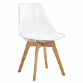Židle, transparentní, akryl/ekokůže/buk, BALI 2 NEW