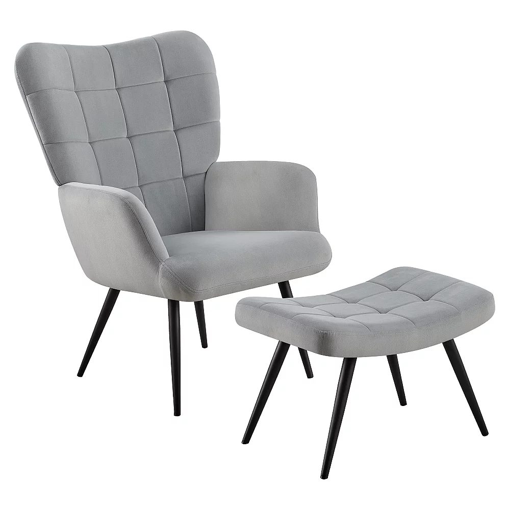 Křeslo s podnoží, šedá Velvet látka/černá, HABEN