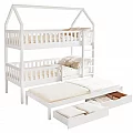 Montessori patrová postel s přistýlkou, bílá, VENITA TYP 1