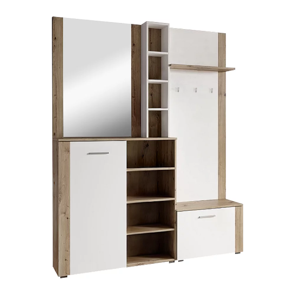 Předsíňová sestava, bílá/dub artisan, FANDU