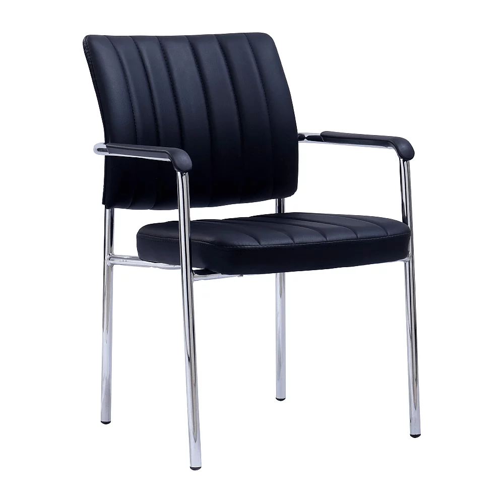 Zasedací židle, černá ekokůže/chrom, FLORIN