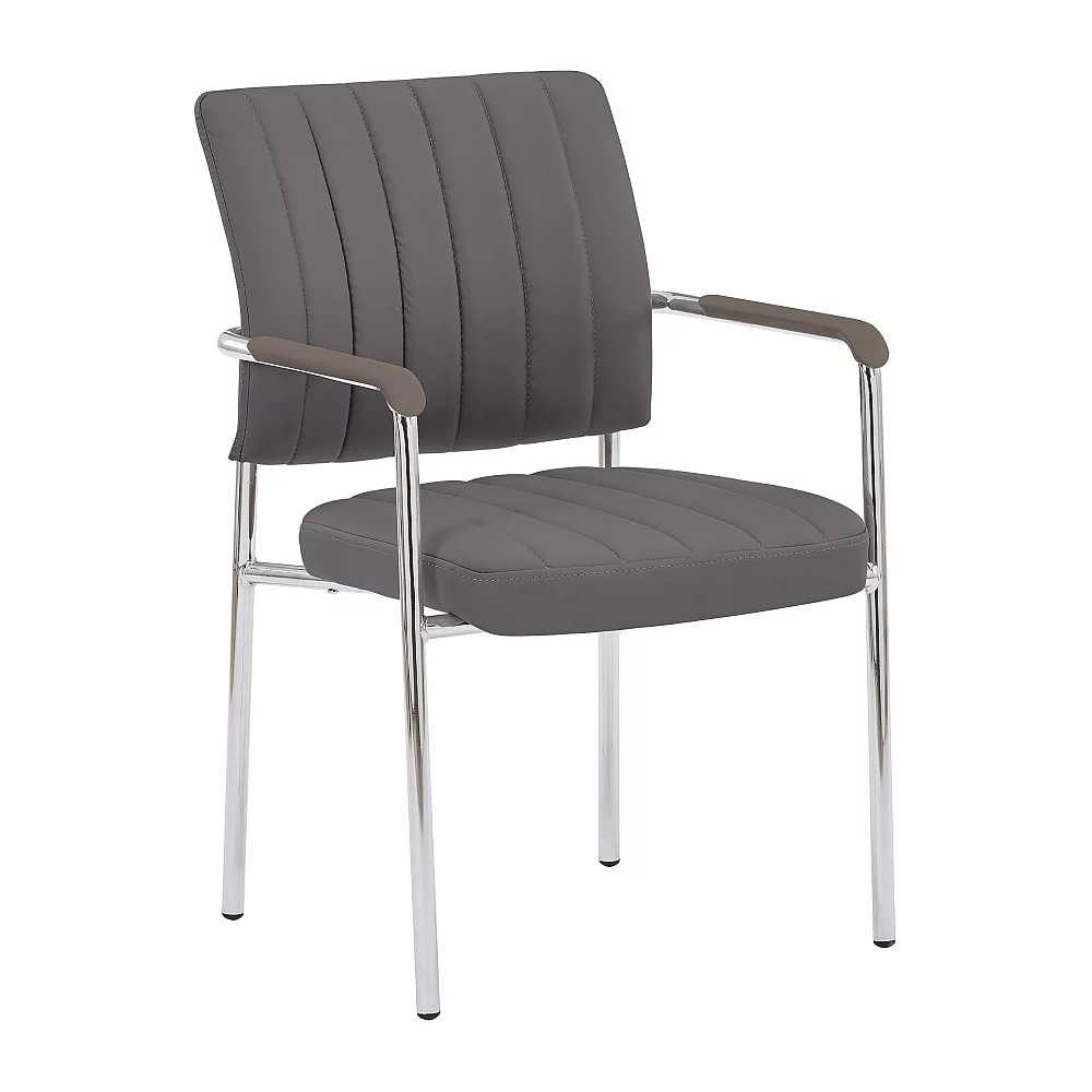Zasedací židle, šedohnědá Taupe, ekokůže/chrom, FLORIN