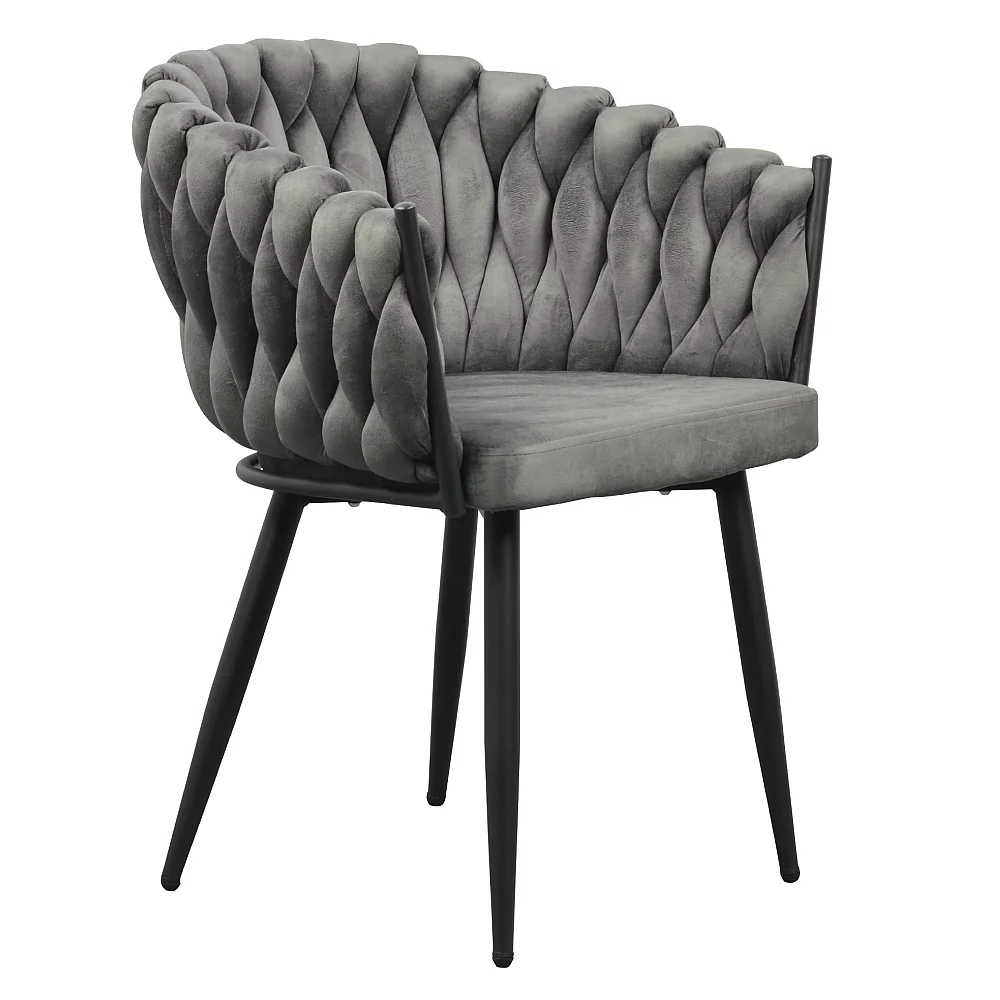 Jídelní křeslo, tmavě šedá Velvet látka/černá, BLER