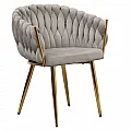 Jídelní křeslo, šedohnědá Taupe Velvet látka/gold chrom zlatý, DEILA