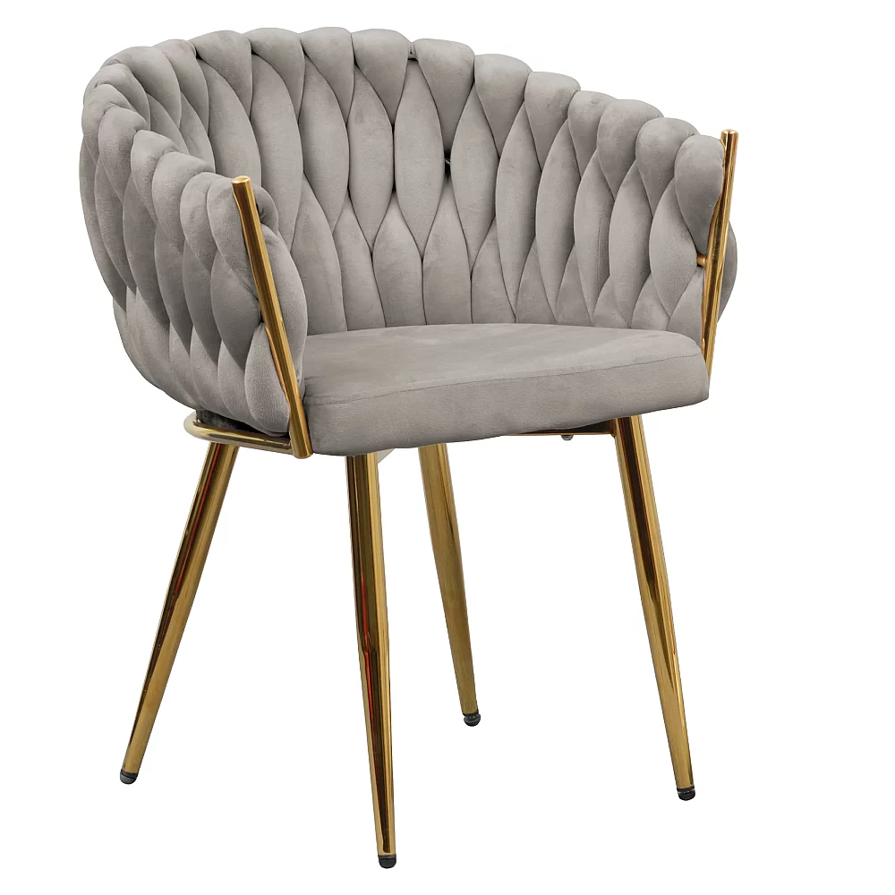 Jídelní křeslo, šedohnědá Taupe Velvet látka/gold chrom zlatý, DEILA