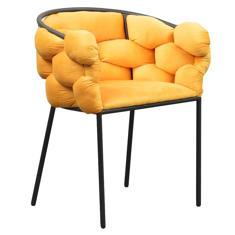 Jídelní křeslo, žlutá Velvet látka/černá, DOROTA