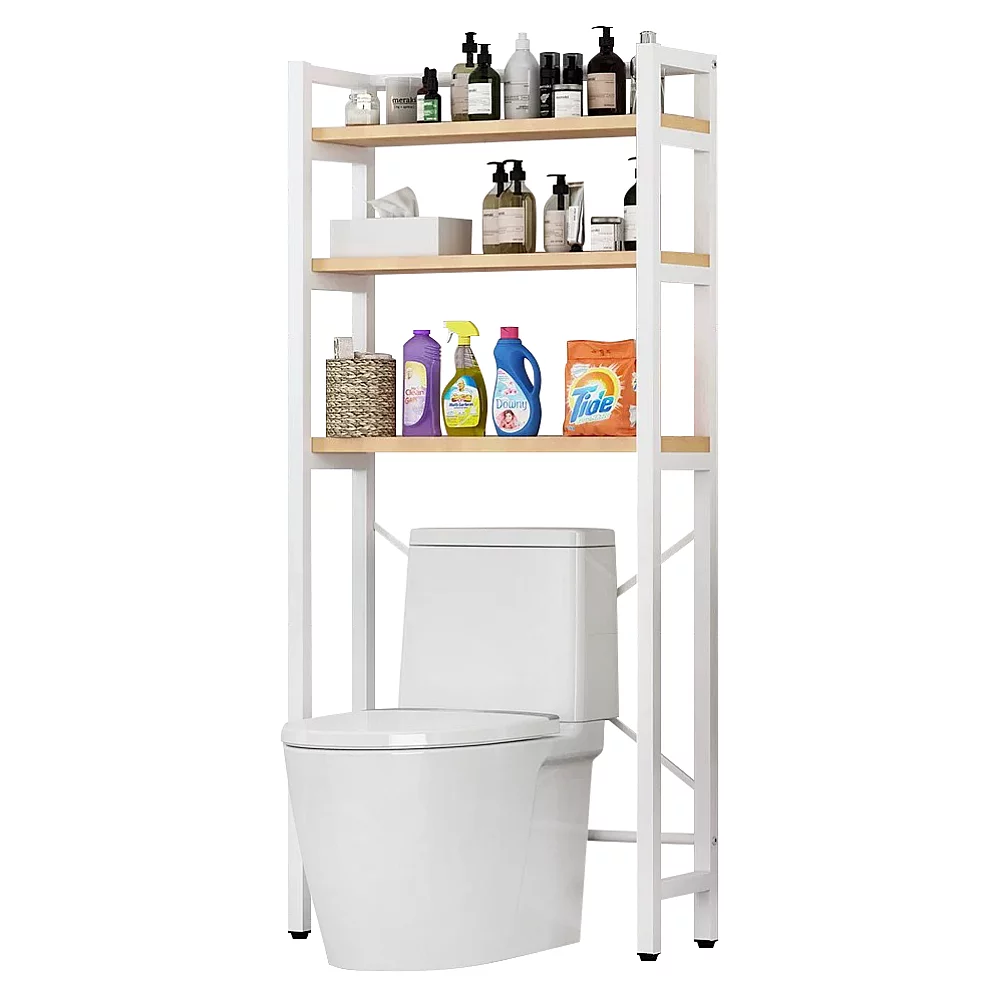 Regál nad WC, dub natural/bílá, BALRAM