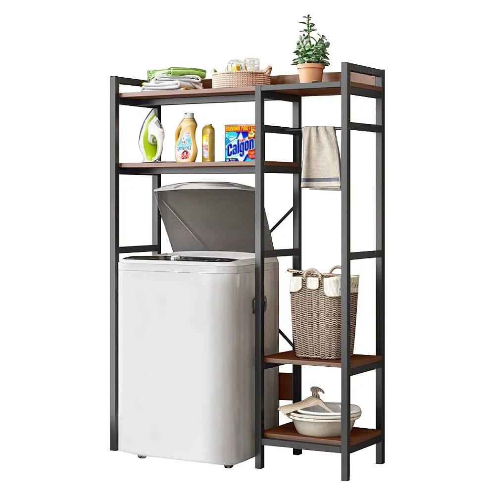 Regál nad pračku, dub tmavý/černá, DELSIN
