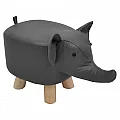 Taburet ve tvaru slůně, šedá/přírodní, BALBO