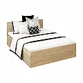 Postel s kovovým roštem a úložným prostorem, 140x200, dub sonoma, DOLI