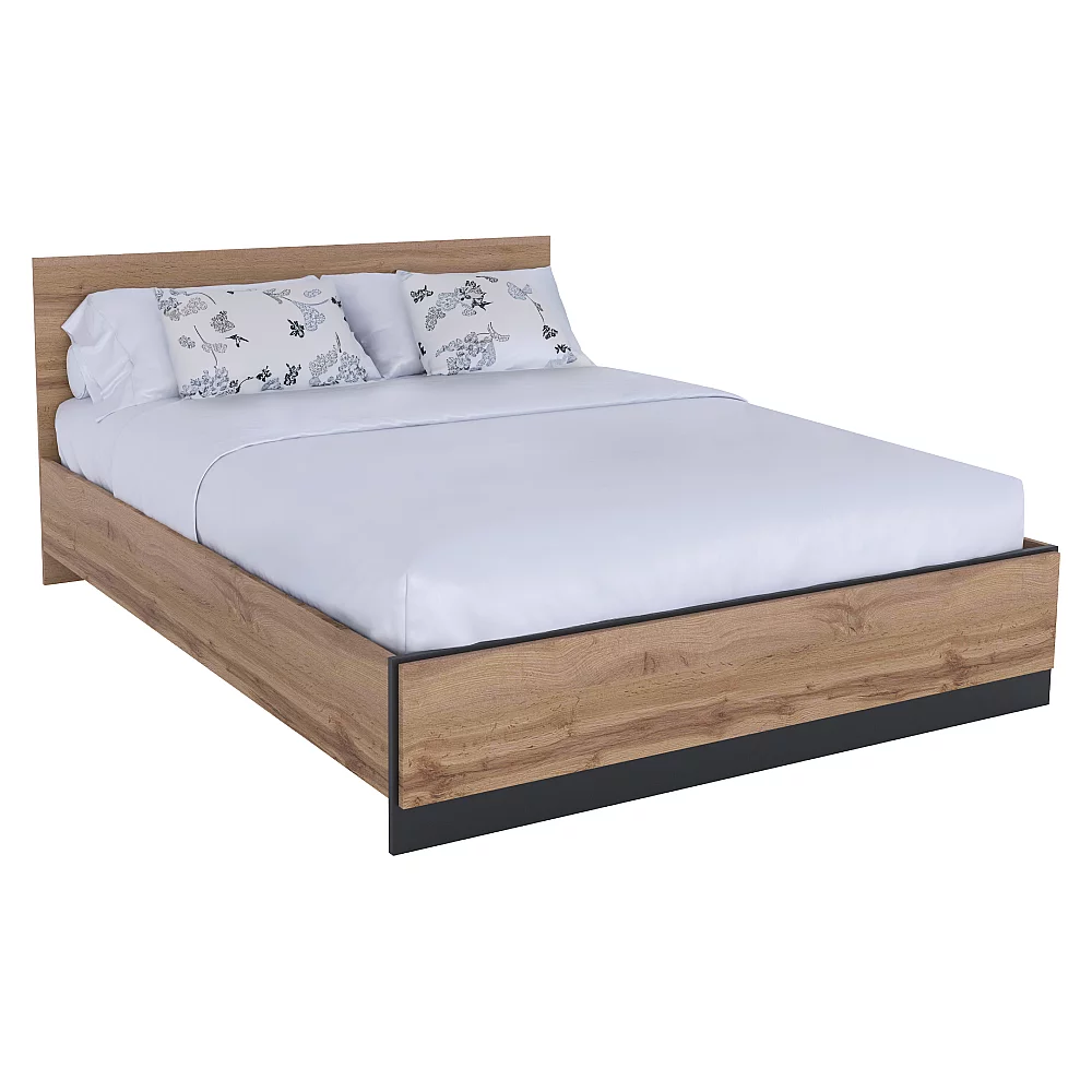 Postel, 160x200, dub wotan/černá, AMONI