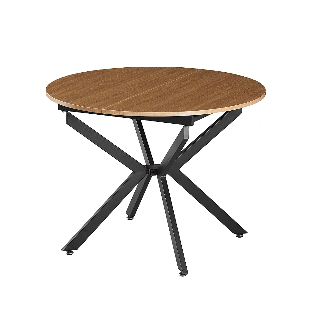 Jídelní rozkládací stůl, dub světlý/černá, 100x100-140x75 cm, ABERO TYP 1