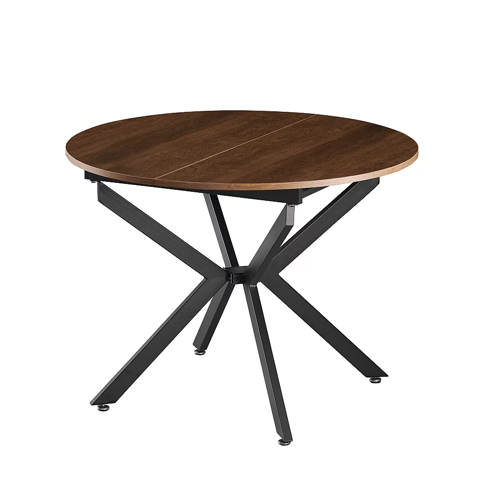 Jídelní rozkládací stůl, dub tmavý/černá, 100x100-140x75 cm, ABERO TYP 1