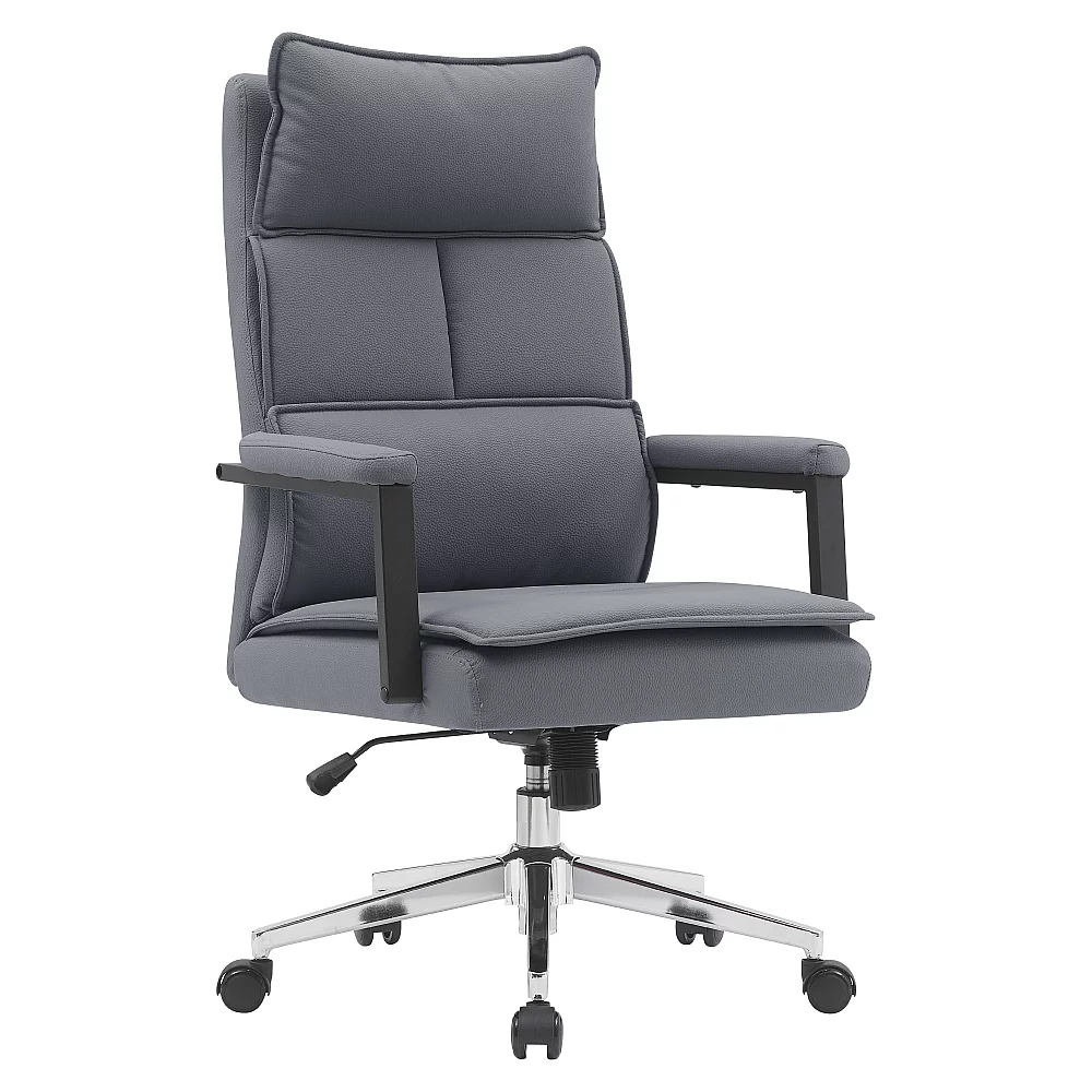 Kancelářské křeslo, šedá ekokůže/chrom, KAHIL