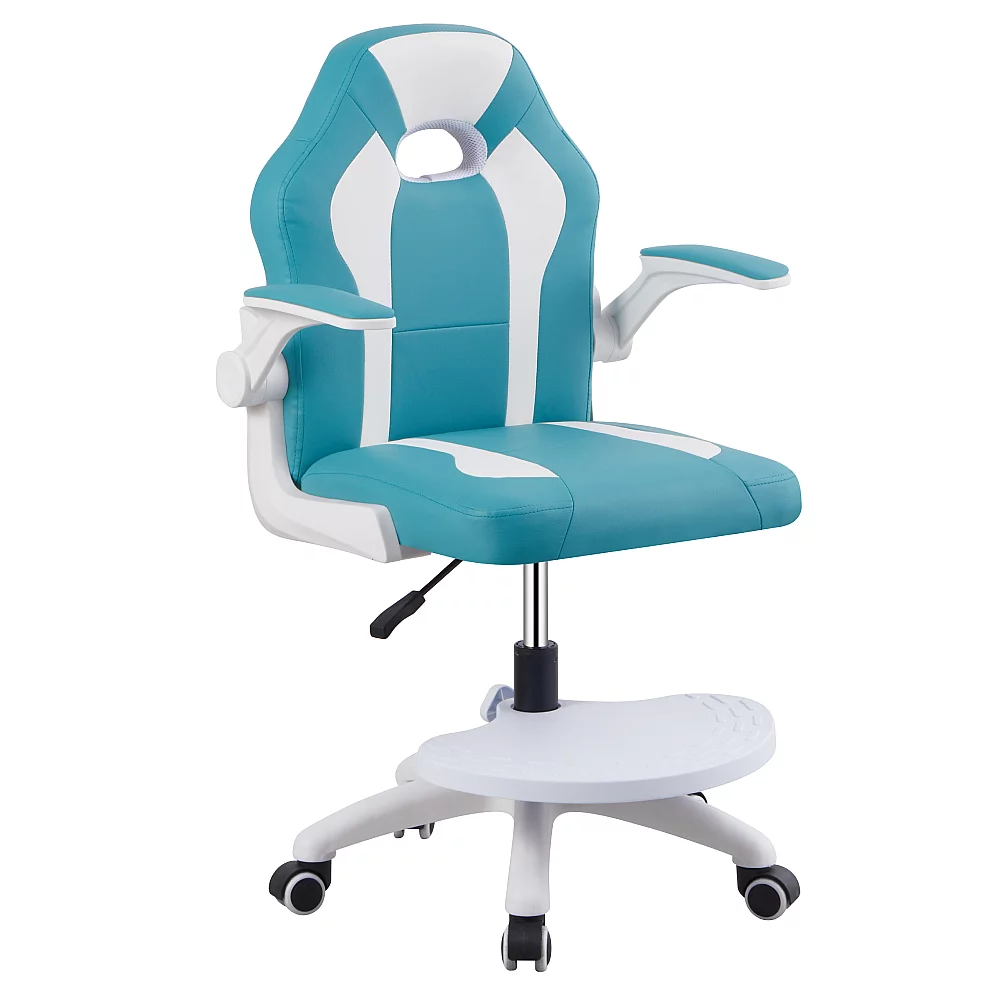 Otočná židle s podnoží, modrá/bílá, RAMIL NEW