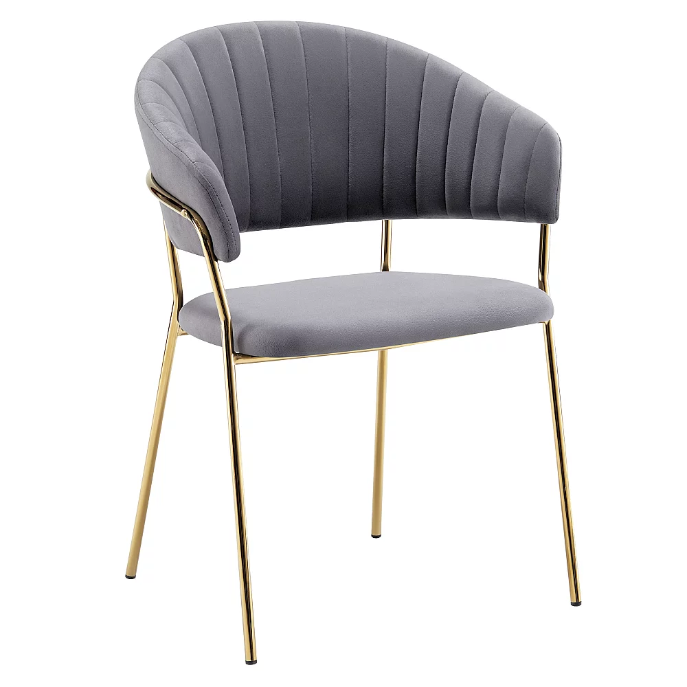 Designové jídelní křeslo, šedohnědá Velvet látka/gold chrom zlatý, DASMIN TYP 1