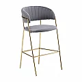 Designová barová židle, šedohnědá Velvet látka/gold chrom zlatý, DASMIN TYP 2