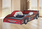 Postel METEOR auto, s matrací a roštem červená
