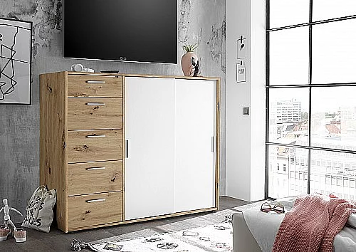 Komoda CASE 2D5Z dub artis / bílá