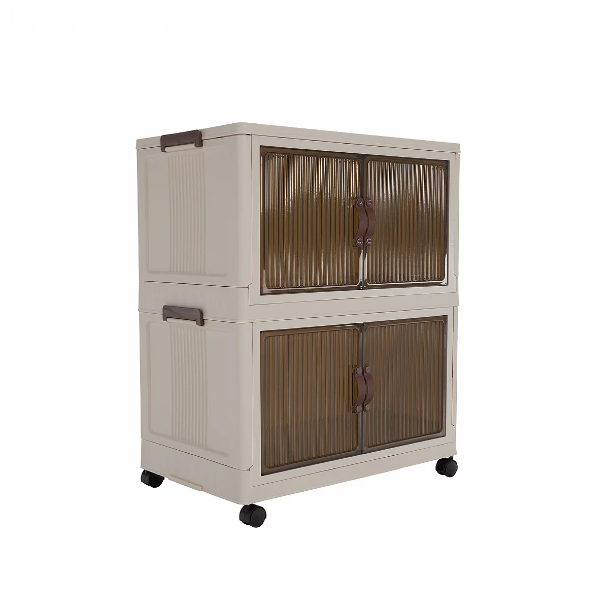 Skládací skříňka, bílá/hnědá, plast, POSA TYP 1