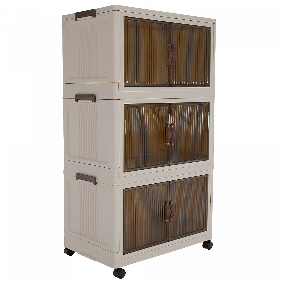 Skládací skříňka, bílá/hnědá, plast, POSA TYP 2