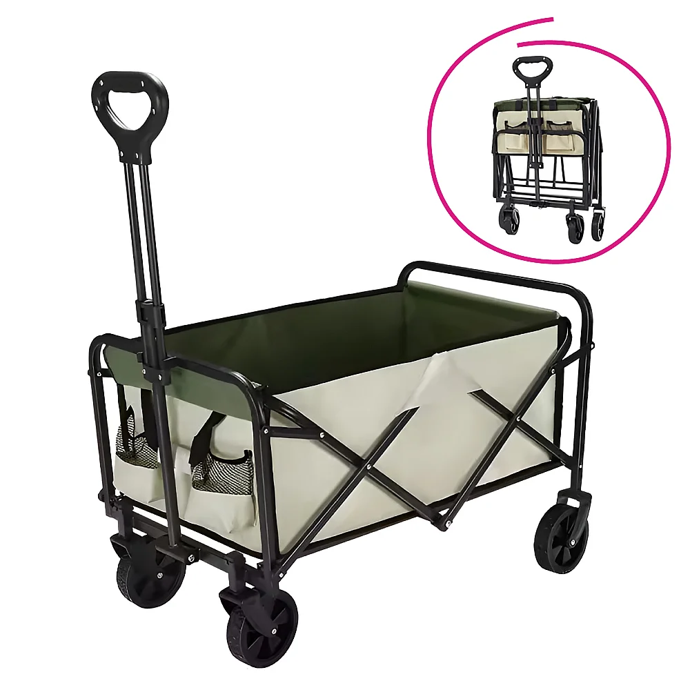 Zahradní vozík, skládací, béžová/zelená/černá, KARIL