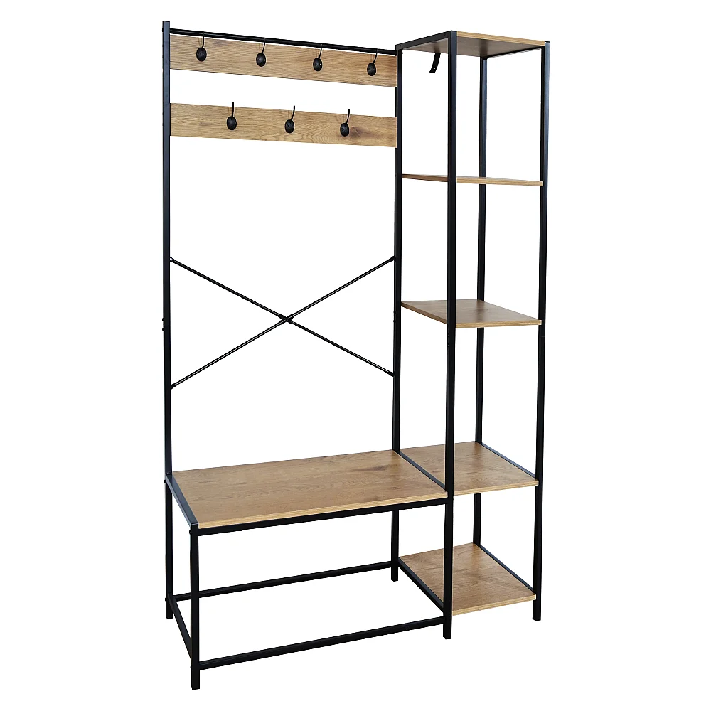 Věšák, černá/dub, BERDY