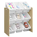 Organizér/regál na hračky, přírodní/bílá, BOIS