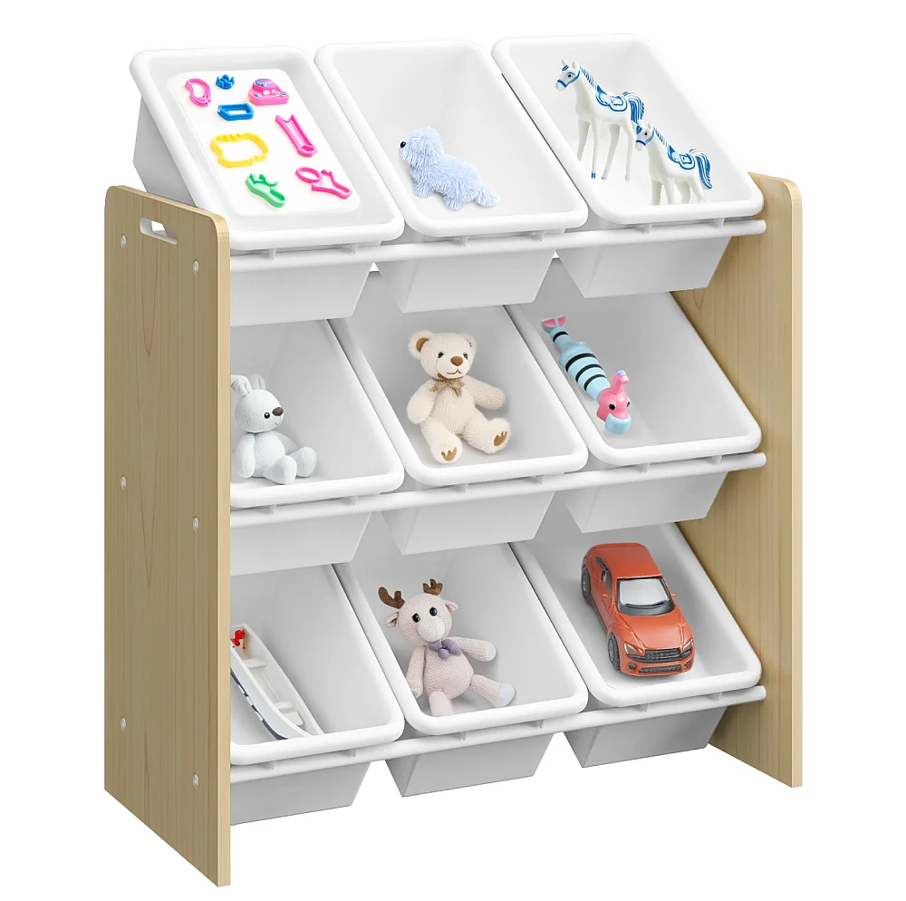 Organizér/regál na hračky, přírodní/bílá, BOIS