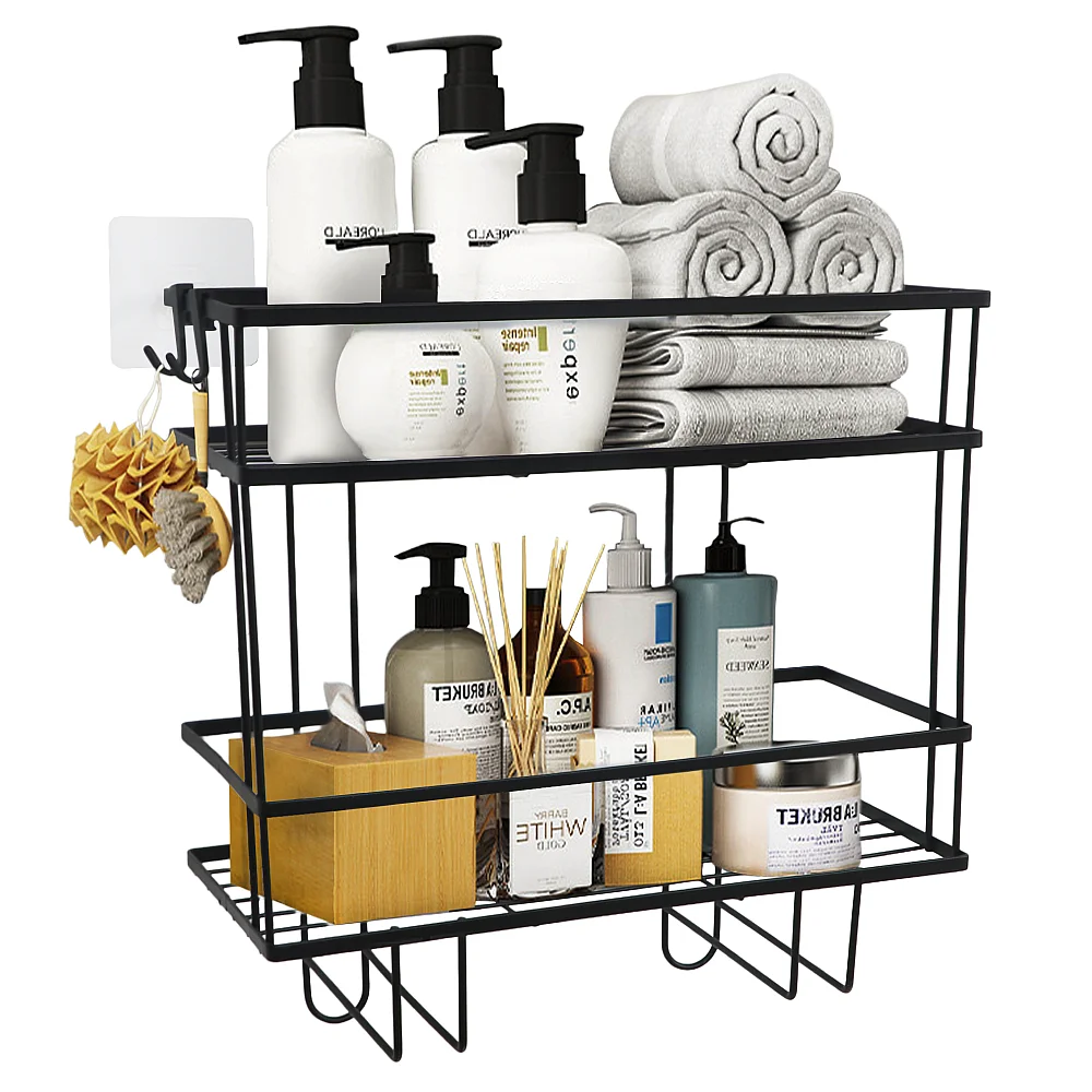 Organizér do koupelny, černá, SABRINA