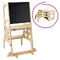 Montessori učící věž 3v1 s tabulí, přírodní, MAGAN