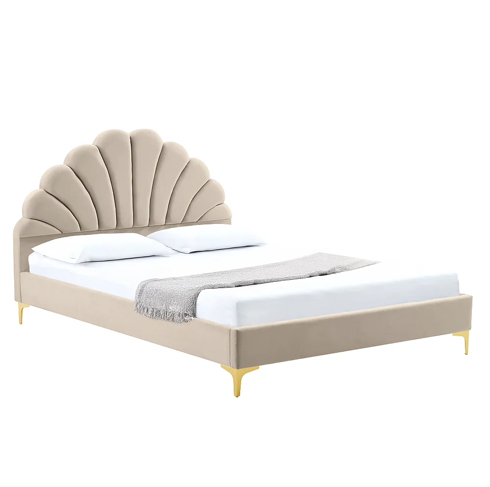 Postel s roštem, 160x200, béžová Velvet látka, ISADORA