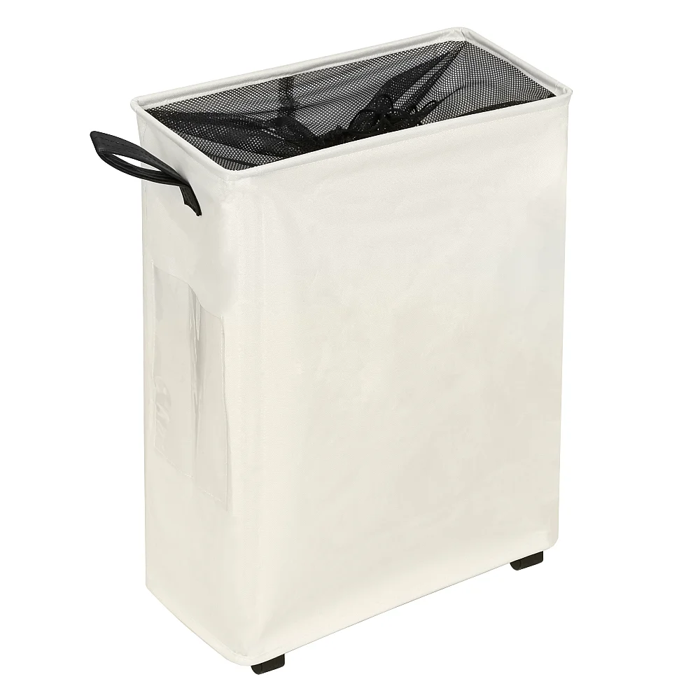 Skládací koš na prádlo s kolečky, béžová, PRIOR
