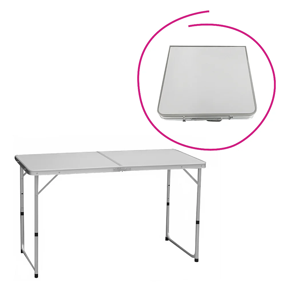 Skládací kempinkový stůl, 120 cm, hliník/MDF, KEPI TYP 1