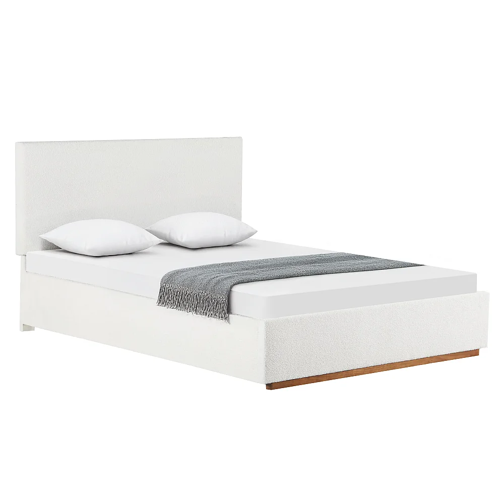 Postel s roštem a úložným prostorem, 160x200, bílá, NUVOLA