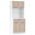 Čtyřdveřový kredenc, bílá/dub sonoma, DOMIS NEW