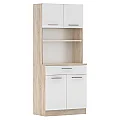 Čtyřdveřový kredenc, dub sonoma/bílá, DOMIS NEW