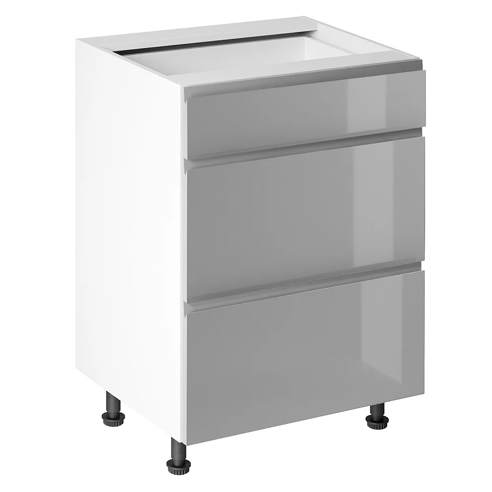 Spodní skříňka, bílá/šedá extra vysoký lesk HG, AURORA D60S3